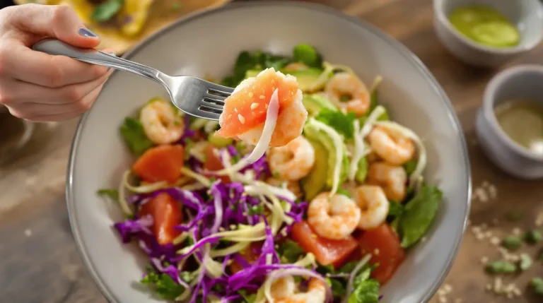 Depuis que je fais cette salade crevettes-agrumes, j’ai laisse tomber toutes mes vinaigrettes