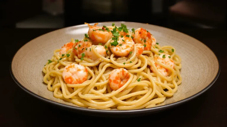 Linguine aux poireaux, crème onctueuse et crevettes vraiment gourmandes